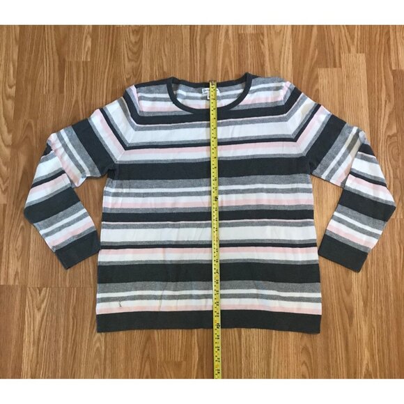 Croft & Barrow Sweater Womens XL Striped Sweater  Blue White Pink Grey - Picture 4 of 5